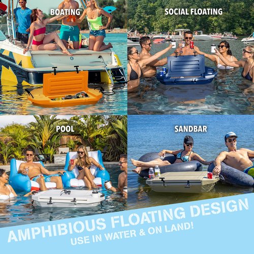 Cuddy Crawler Cooler with Wheels – 40 QT Amphibious Floating Cooler and Dry Storage Vessel - Orange, Navy, Tan, or White