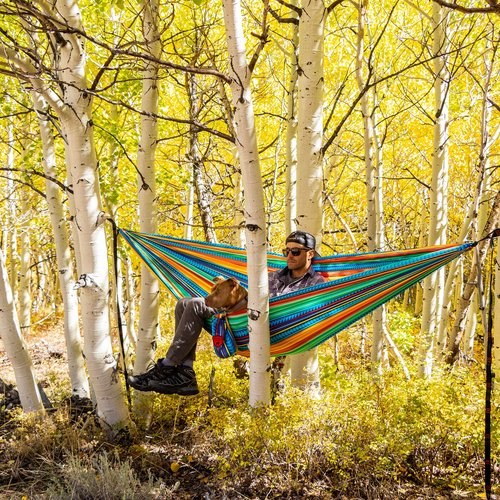 Grand Trunk Double Deluxe Parachute Nylon Hammock - 500lb Capacity Camping Hammock, 10.5x6.5ft, Lightweight & Durable (Cabo)