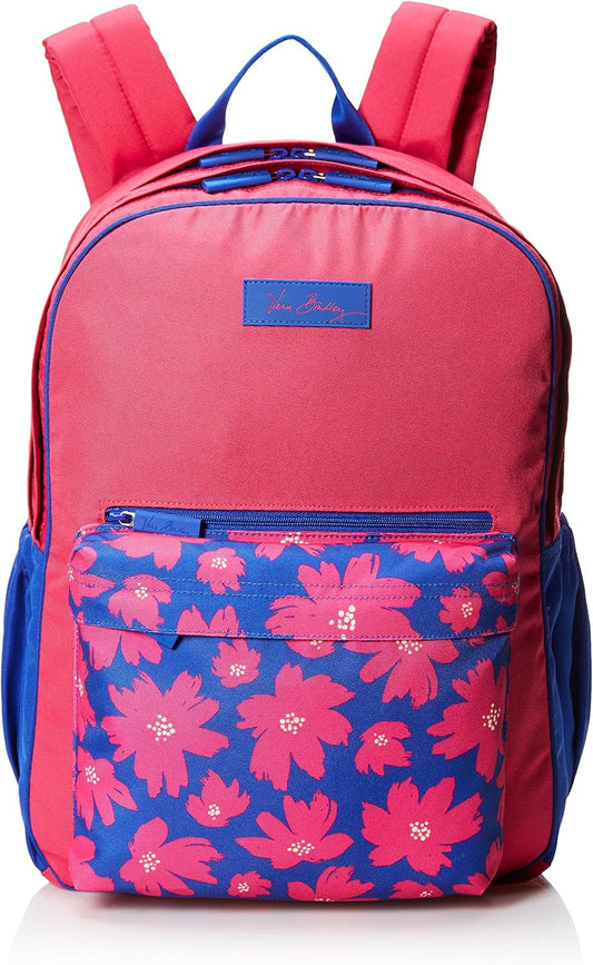 Vera Bradley Women's Lighten Up Large Colorblock Backpack, Art Poppies, One Size