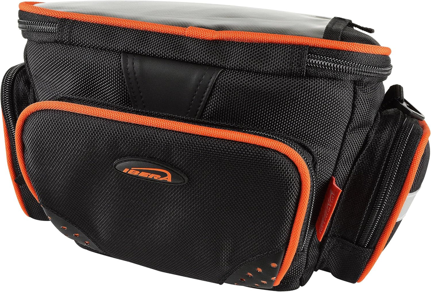 Ibera Bike Handlebar Bag - Clip-On Bikes Bag with Transparent Lid for Maps - with Shoulder Strap, Rain Cover & Reflective Trim - Water-Resistant Bike Accessories - Fits 22.2–31.8 mm Handlebars