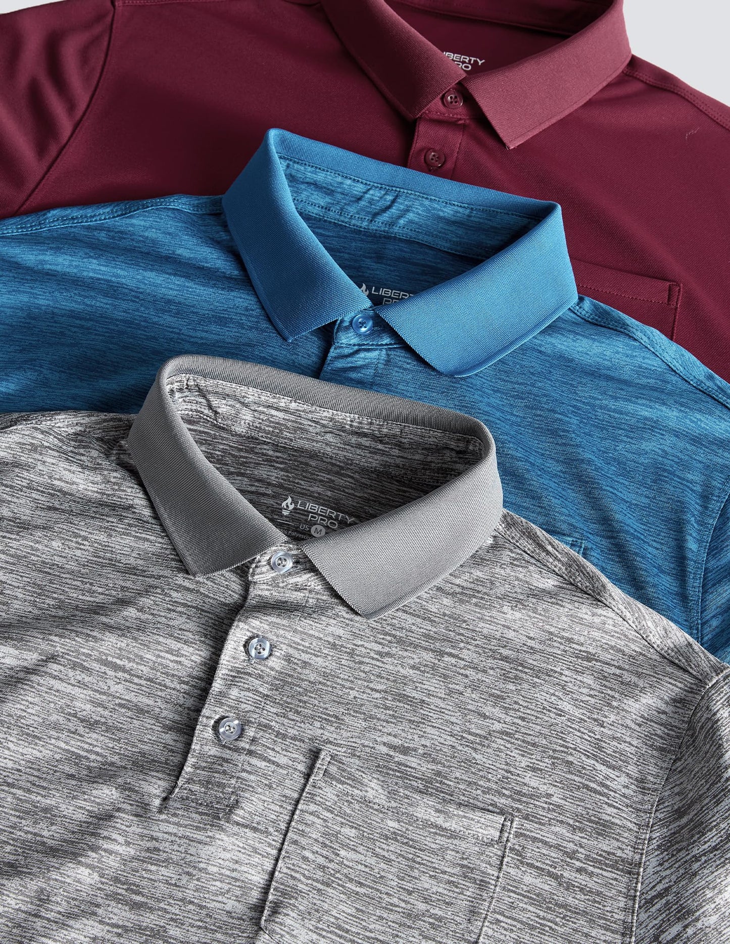 3-Pack Men's Golf Polo Shirts Short Sleeve, Dry Fit Performance Moisture Wicking Casual Print Collared T Shirts (Set 3, X-Large)