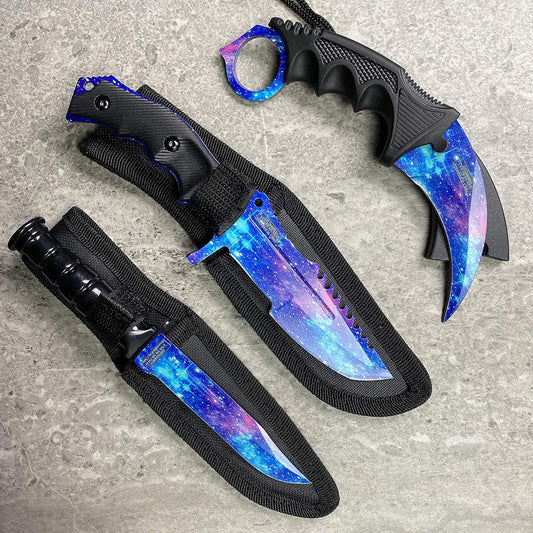 Falcon Knives CSGO Tactical Fixed Blade Set. 3 PCS Tactical Daggers. 2 Different Combo. for Collection, Gift, and Outdoors Camping Cut Ropes, Branches