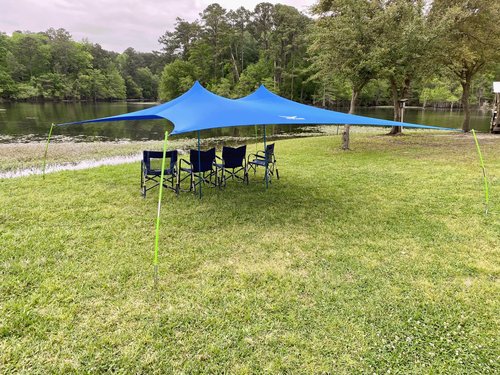 Big Tuna Shades - Giant Windproof Portable Shade - 15' x 15' - Sturdy - Customizable - Pop Up Canopy Tent for Beach/Lake/Camping