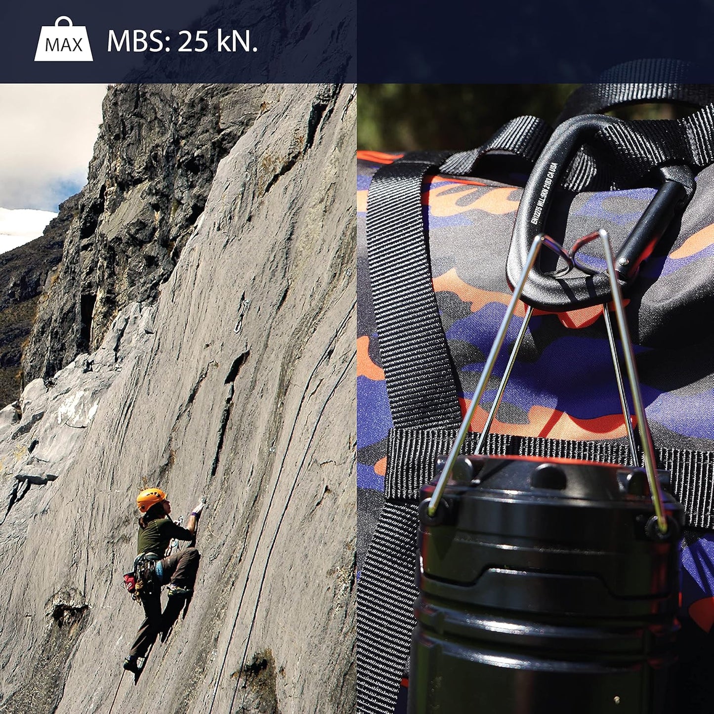 FUSION Climb Vapor III Military Tactical Matte Edition Aluminum Straight Gate Key Nose Modified D Carabiner Black, Hunting Carabiner (FP-8122-3ST-BLK)