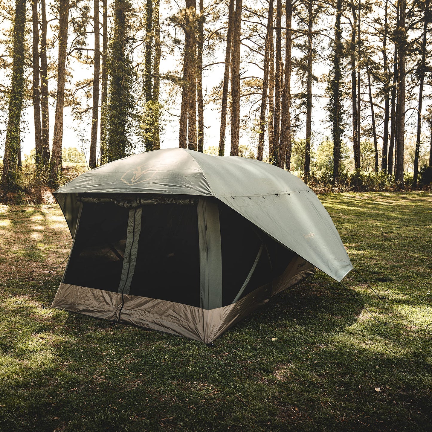 Gazelle Tents™ T4 Plus Hub Tent Overland Edition, Easy 90 Second Set-Up, Waterproof, UV Resistant, Footprint, All-Terrain Stakes, 4-8 Person, Alpine Green/Oak Moss, 78" x 94" x 165", GT451GR