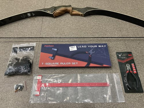 DEERACE Bow String Nocking Points Set – T Square Ruler with Plier for Recurve and Compound Bowstring Accessories (B Set, Red)