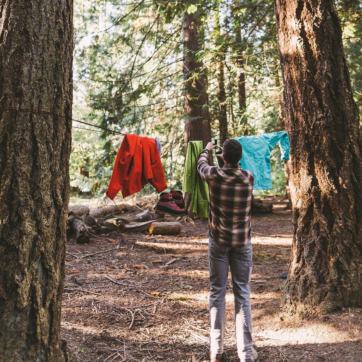 GEAR AID 325 Paracord and Carabiner, Utility Cord for Camping and Hiking, Black, 50 ft