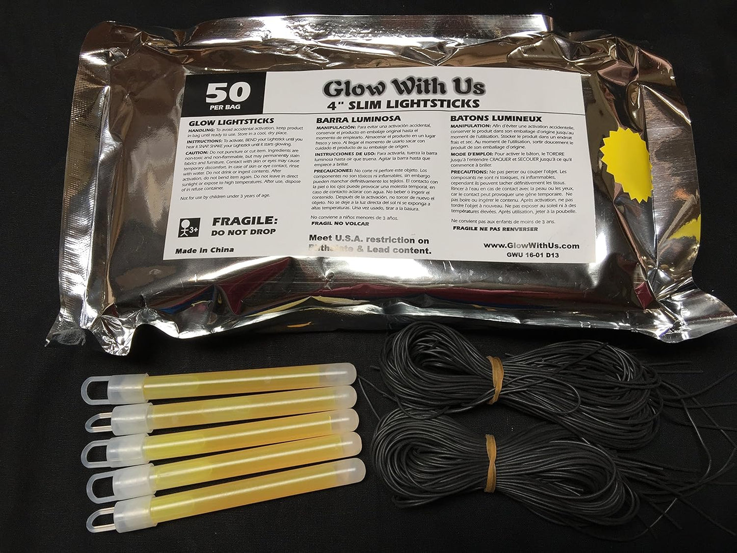 Glow Sticks Bulk Wholesale, 50 4” Blue Glow Stick Light Sticks. Bright Color, Kids Love Them! Glow 8-12 Hrs, 2-Year Shelf Life, Sturdy Packaging, GlowWithUs Brand