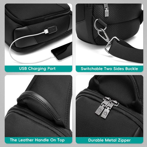Sling Bag For Men Crossbody Bags Men’s Shoulder Backpack With Charging Port Travel Hiking Chest Bag Sling Daypack