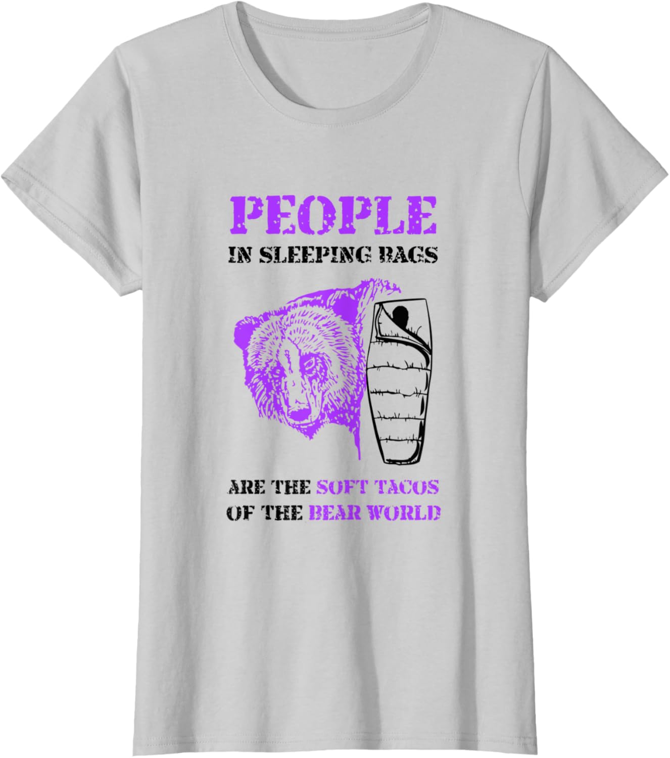 People in Sleeping Bags Funny Bear Camping T Shirt T-Shirt