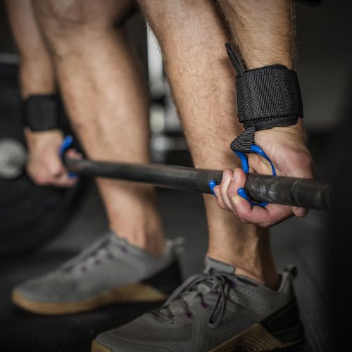 Harbinger Lifting Hooks for Weightlifting - Durable Black & Blue Grip