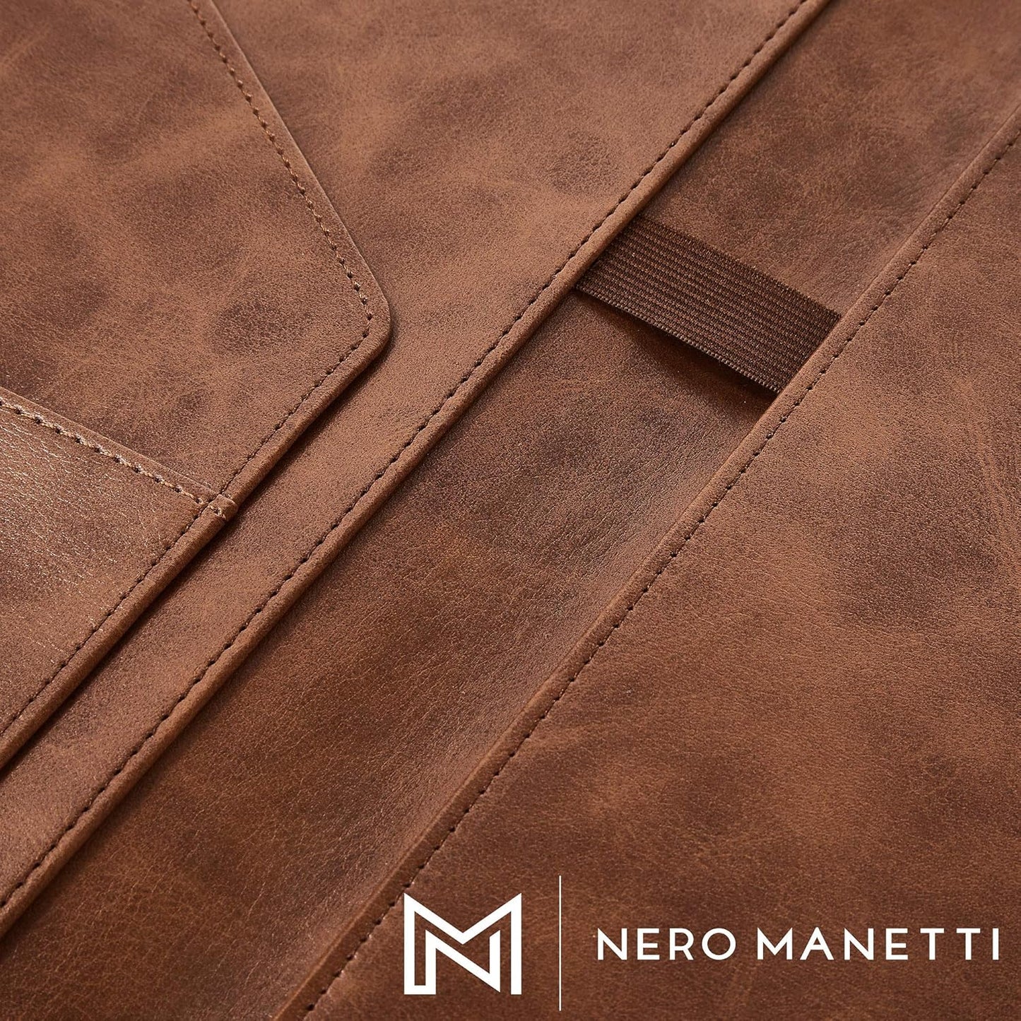 NERO MANETTI- Leather Portfolio Folder - Business PU Leather Portfolio Notepad Holder for Resumes, Legal Pad Portfolio Executive Binder, Professional Padfolio Notebook for Women/Men