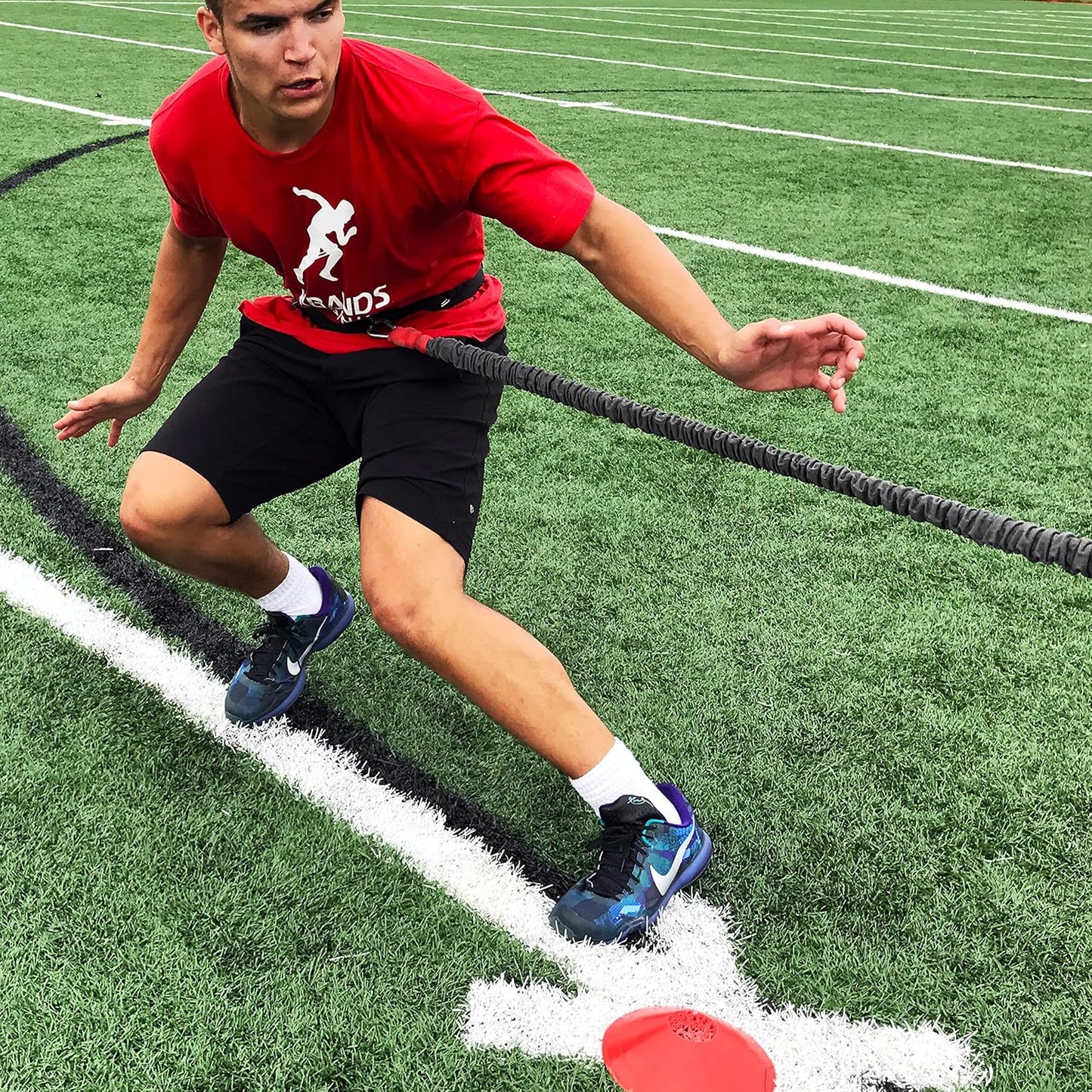 Speed Reactive Stretch Cord with Adjustable Belt & Anchor Strap - Dual Resistance for Overspeed Training