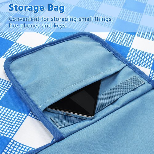 Tirrinia 60"x 80" Picnic Waterproof Outdoor Blanket, Blue Plaid Table Cloth Covers for Dining, Camping, Outdoor, Foldable Camping Blanket for Travel Family Concerts
