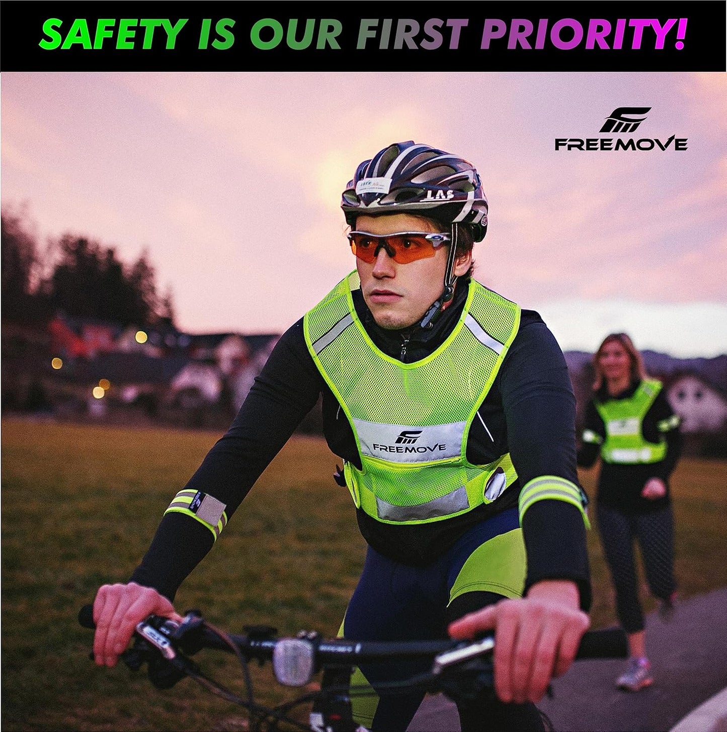 FREEMOVE Reflective Vest - Running Gear + 2 Bands & Bag/Ultralight & Comfy Safety Vests for Running, Walking, Cycling