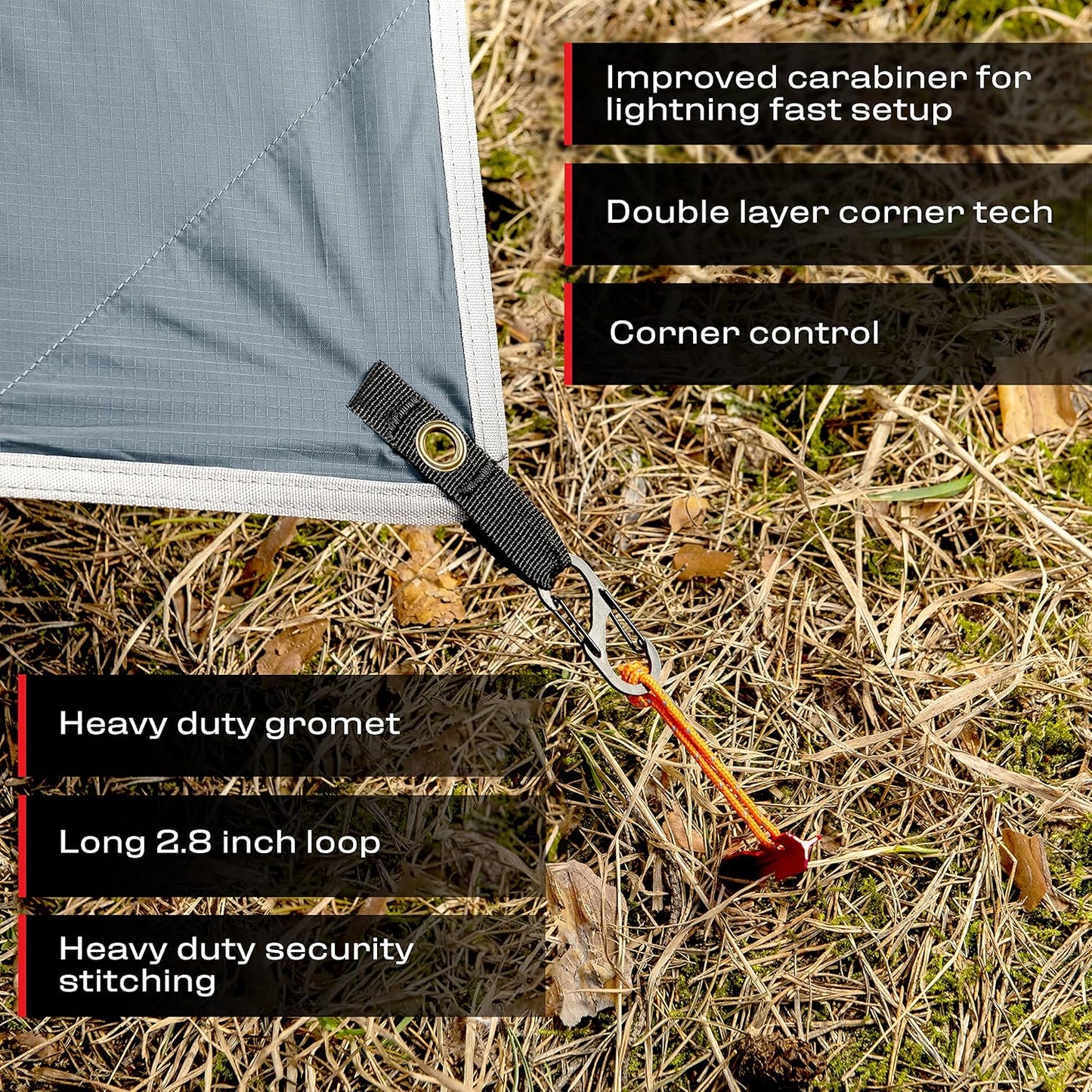 Rain Fly12x10 Lightweight Survival Camping Tarp; 100% Waterproof; Makes a Great Backpacking Tarp or Hammock Shelter; Comes in Multiple Colors, Survival Bracelet Included; Grey