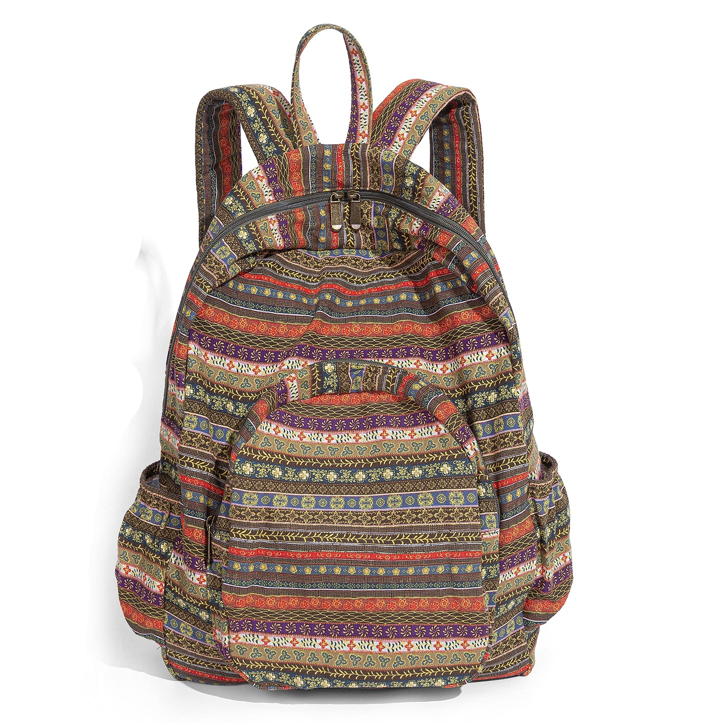 OPQRSTU Women Hippie Hand Bag Large Capacity Bohemian Bag Portable Tourist Fashion Backpacks (Green yellow)