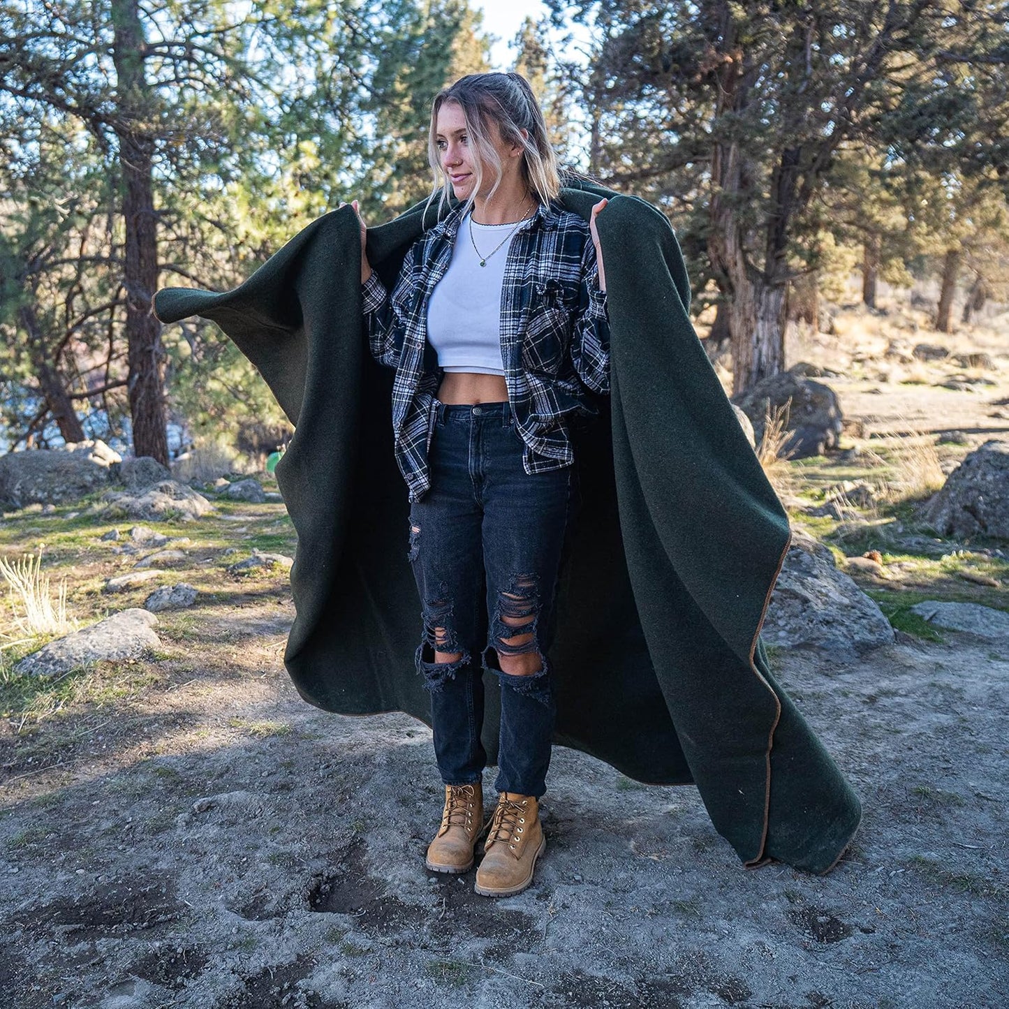 Arcturus Military Wool Blanket - Warm, Thick, Washable - Great for Outdoors, Camping, Stadium Blanket, Picnics, Travel - Car & Bushcraft Survival Kits, Large 64in x 88in 4.5 lb - Olive Green