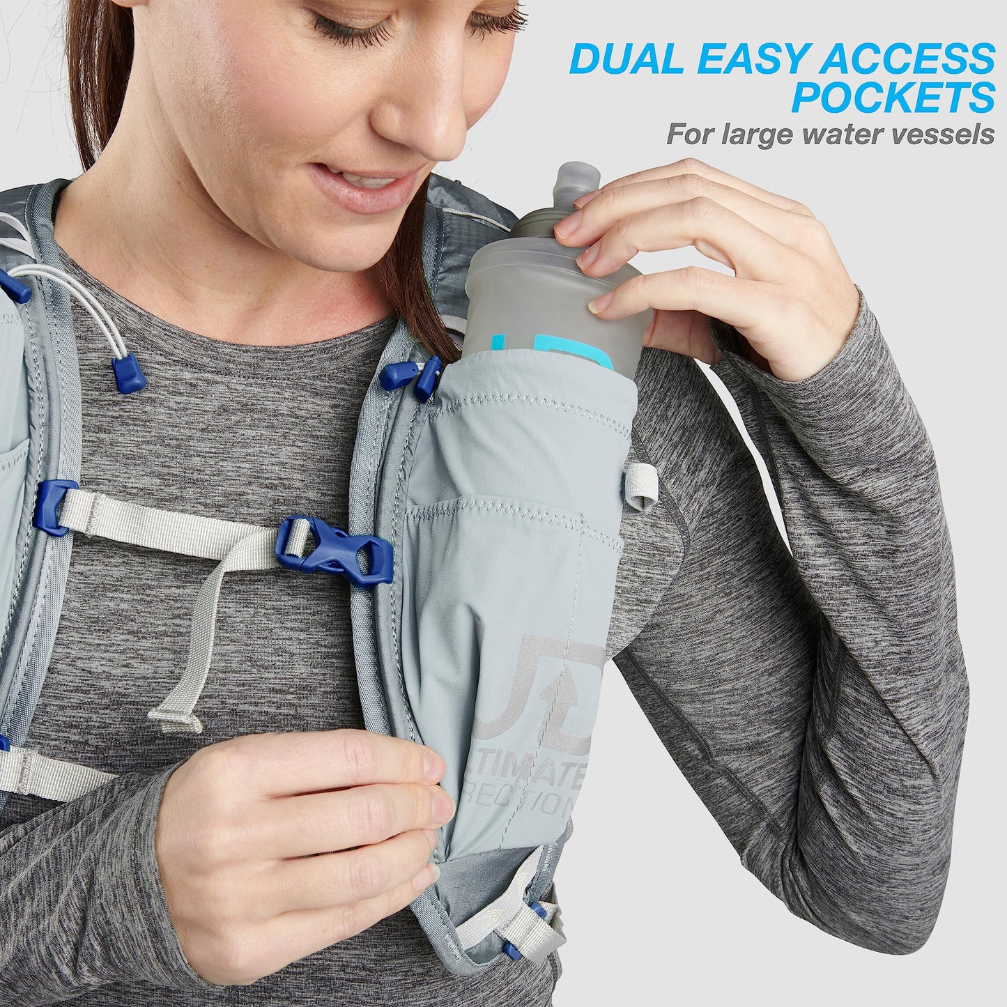 Ultimate Direction FastPackHer 20L 2.0 – Lightweight Running Hydration Backpack, Women’s Specific Fit, Shoulder Strap Pockets, Upgraded for 2023 (Medium / Mist)