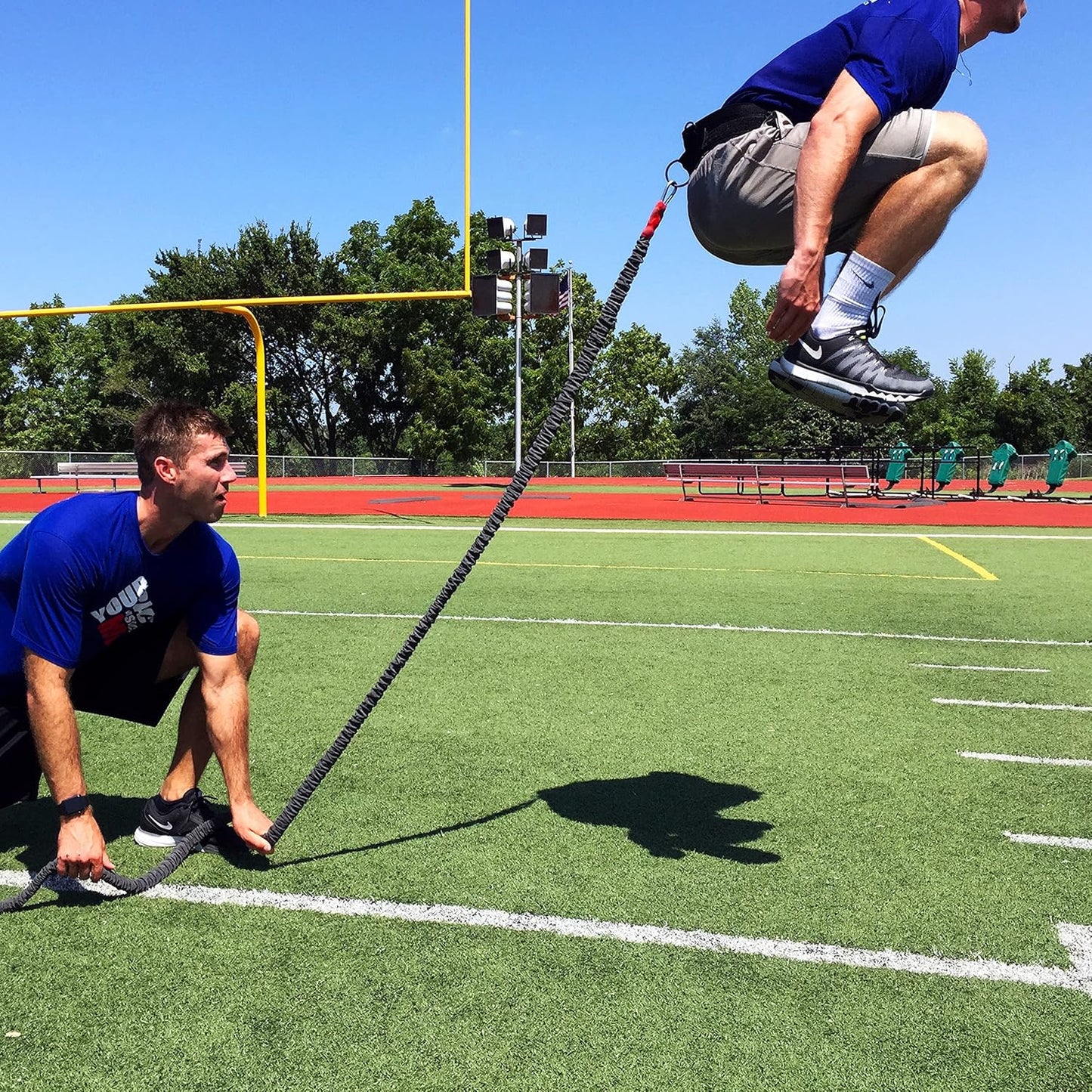 Speed Reactive Stretch Cord with Adjustable Belt & Anchor Strap - Dual Resistance for Overspeed Training