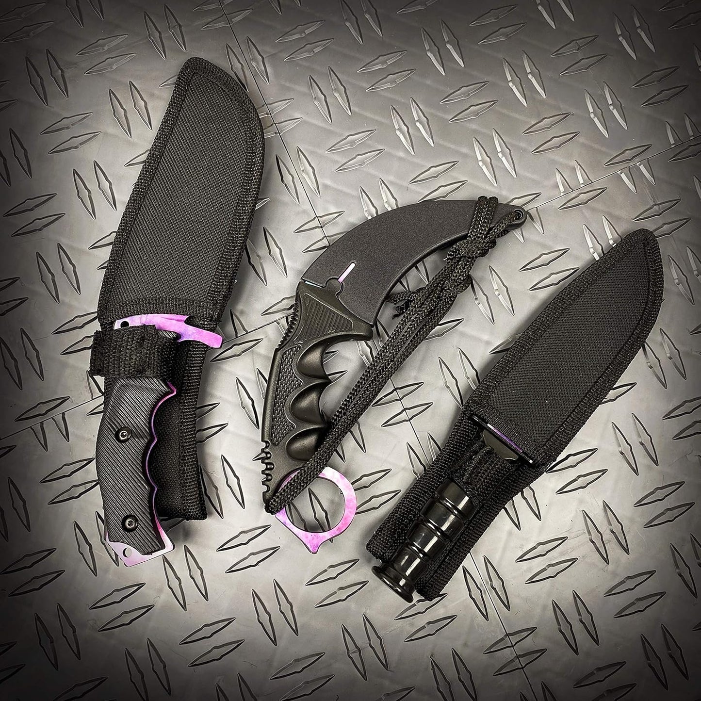 Falcon Knives CSGO Tactical Fixed Blade Set. 3 PCS Tactical Daggers. 2 Different Combo. for Collection, Gift, and Outdoors Camping Cut Ropes, Branches