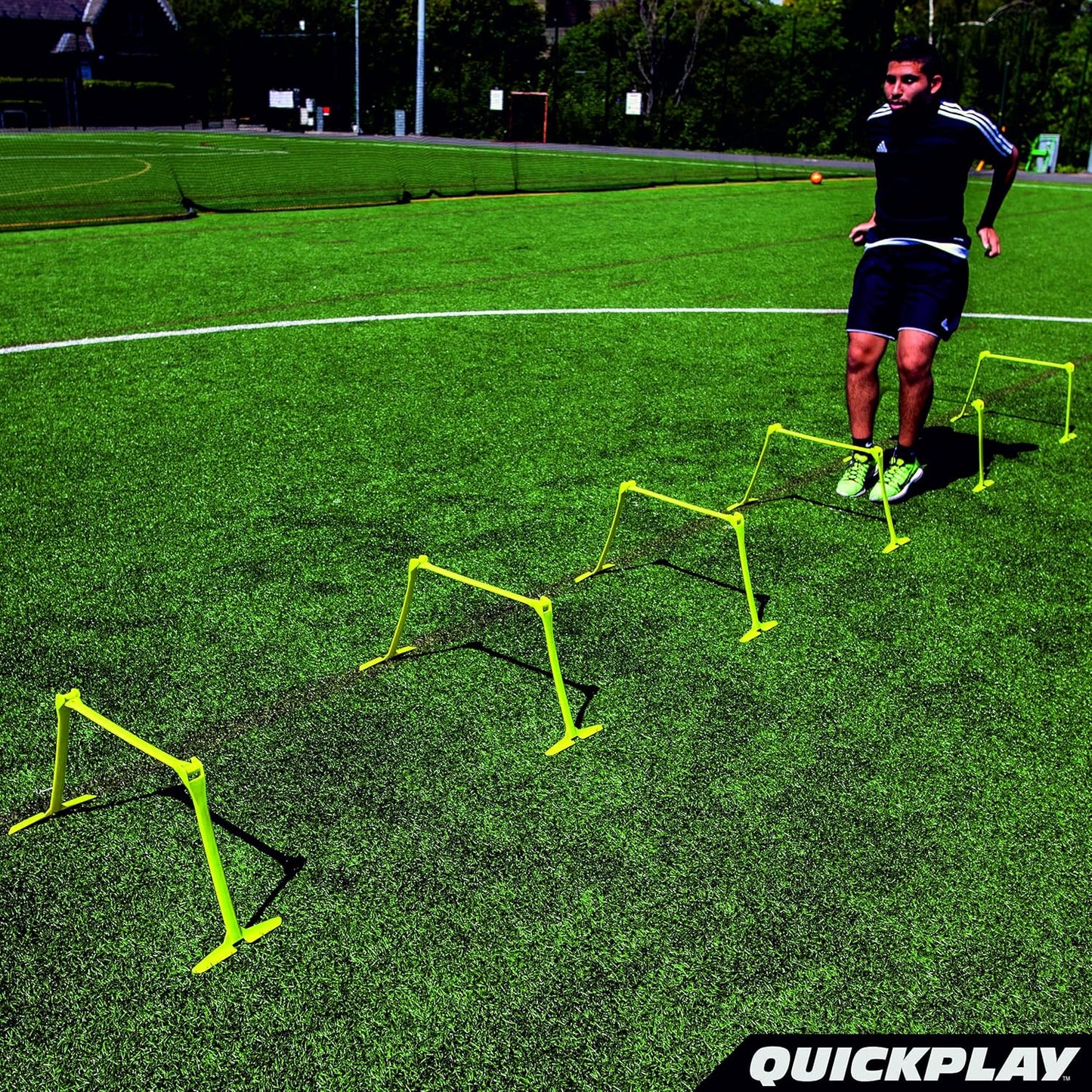 QUICKPLAY PRO Quick-Click Adjustable Speed Hurdles, Set of 6 | 3 Heights in One (6", 9", 12") | All-in-One Agility & Plyometric Training Hurdles | Patented, Portable & Durable
