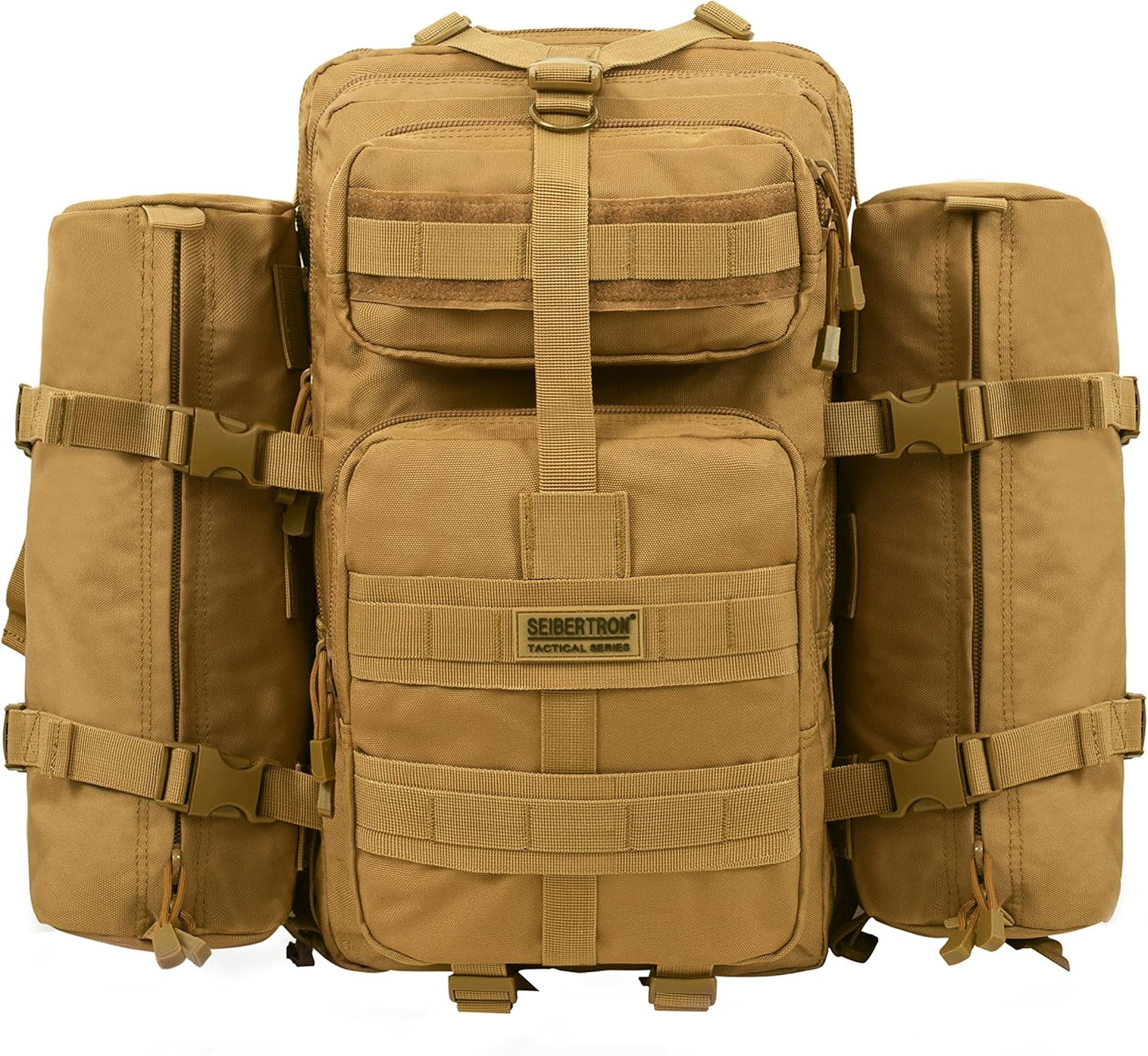 Seibertron Falcon Water Repellent Hiking Camping Backpack Compact Pack Summit Bag Khaki 37L(1+2)