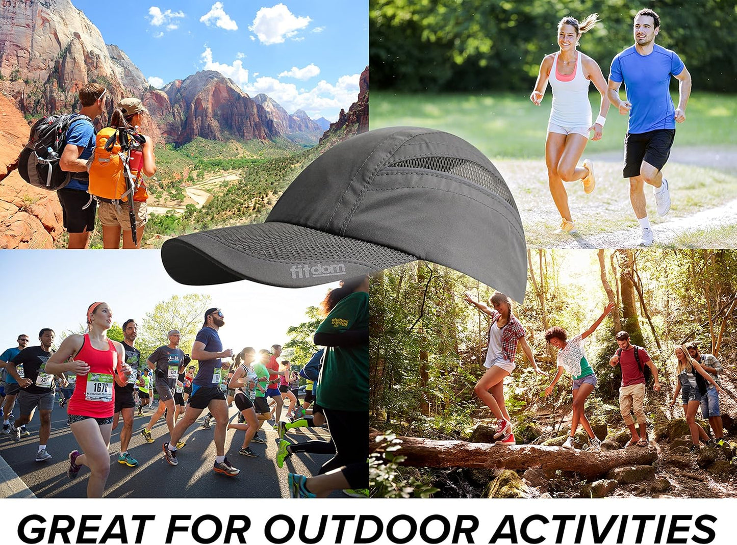 Fitdom Lightweight All Sports Cap Perfect Hat for Running, Hiking, Tennis, Golf