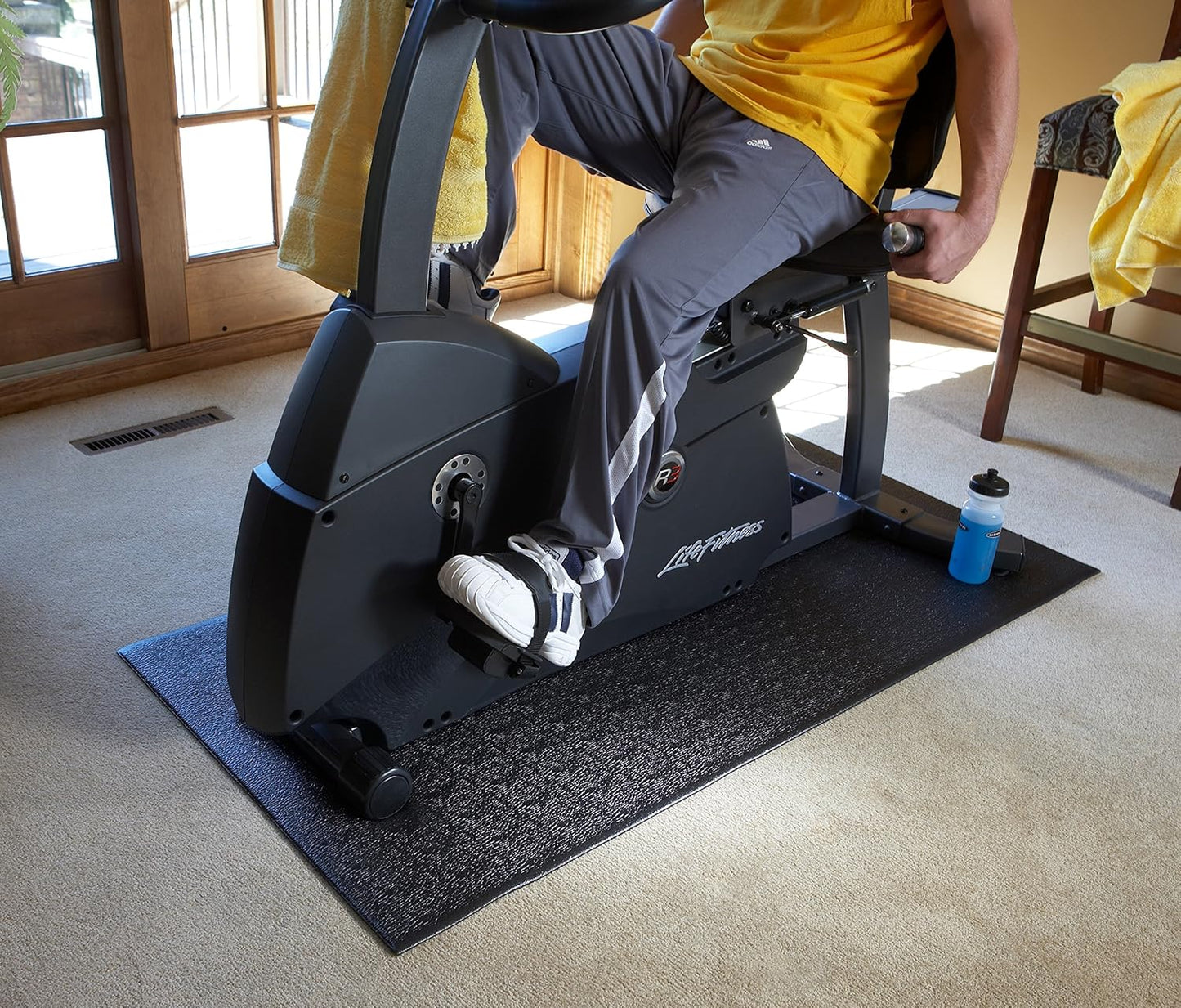 SuperMats High Density Commercial Grade Solid Equipment Mat 40GS Made in U.S.A. for Cardio Equipment Recumbent Bikes and General Floor Mat Needs (60 in x 30 in x 0.125 in) , Black