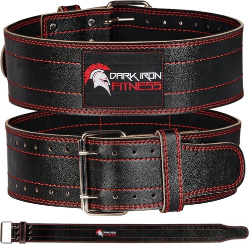 Dark Iron Fitness Weight Lifting Belt for Powerlifting Deadlift Training, Premium Leather for Core Support Gym Strength Workout