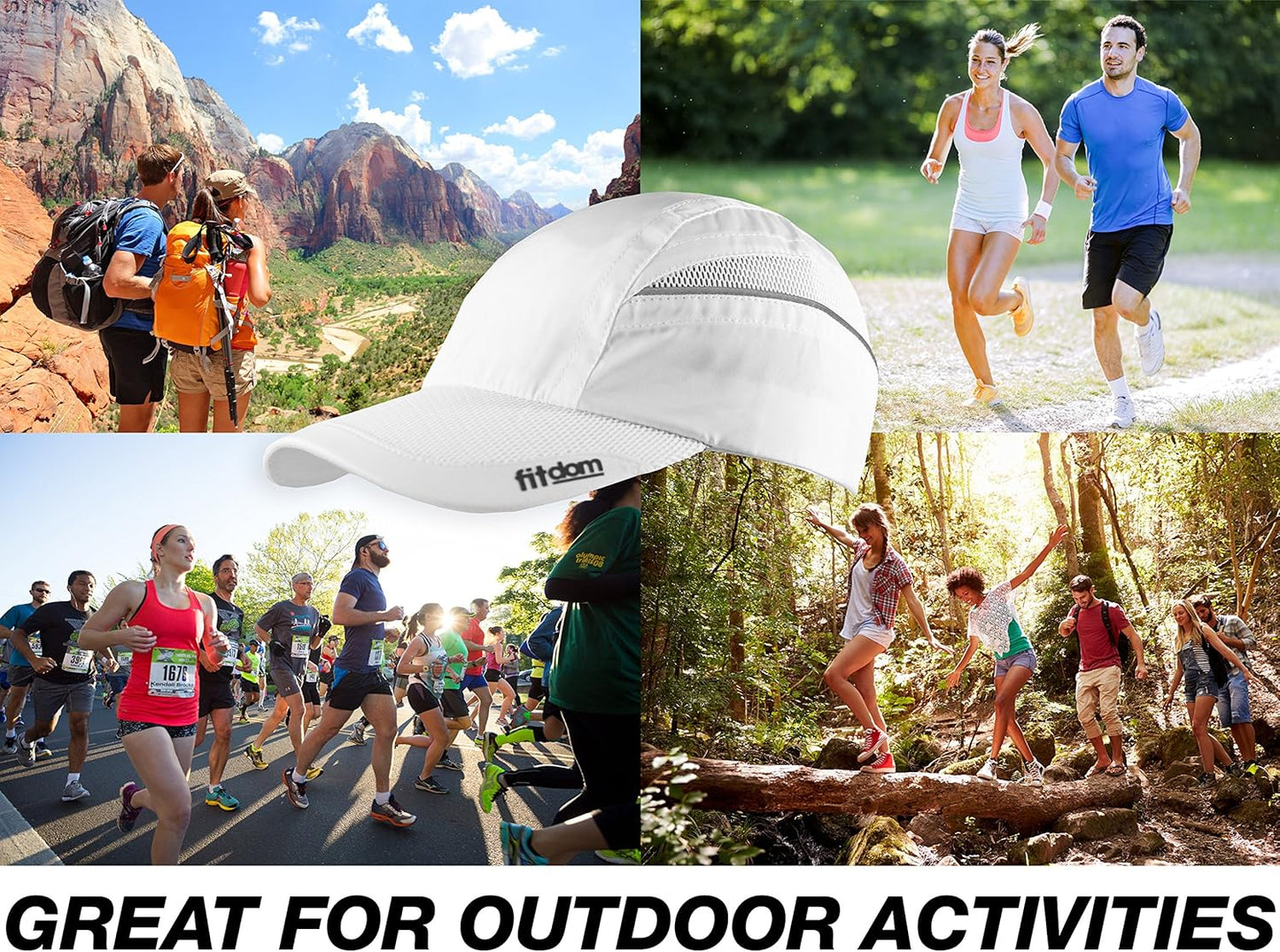 Fitdom Lightweight All Sports Cap Perfect Hat for Running, Hiking, Tennis, Golf