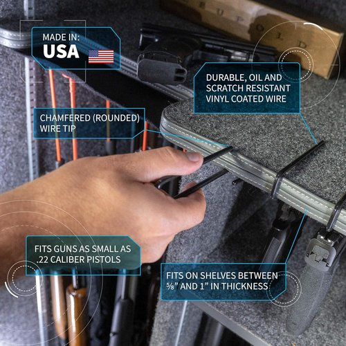 Gun Storage Solutions Handgun Hangers All Styles- Vinyl Coated Steel Hangers, Fit 22 Caliber and UP