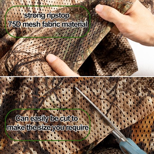 Senmortar Camo Netting, Camo Burlap 75D Camouflage Netting Quiet Mesh Fabric for Hunting Blinds Sunshade Camping Concealment Shooting Military Tree Stands 5x6.5ft
