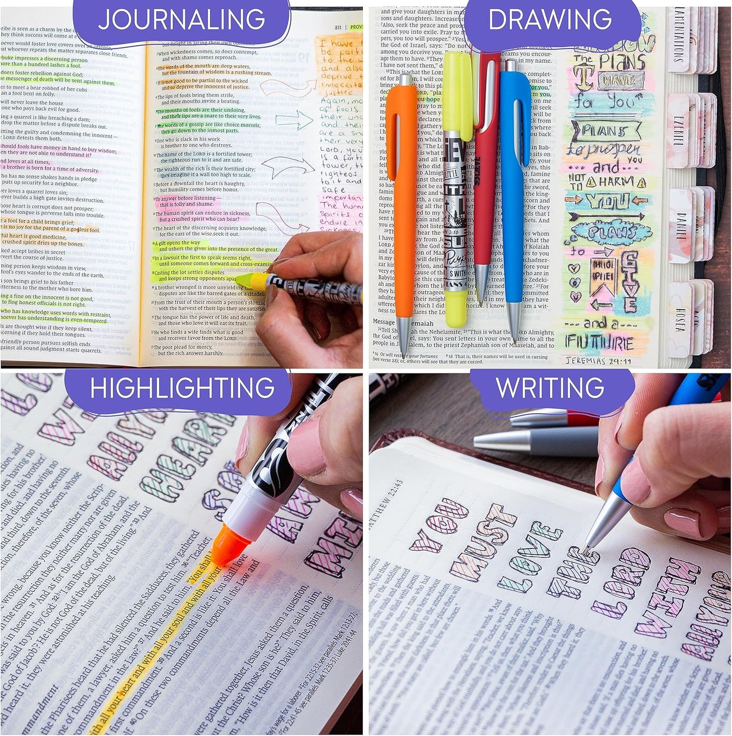 BLIEVE - Aesthetic Highlighters and Gel Pens With Soft Ink And Tip, Bible Highlighters and Pens No Bleed, Dry Fast Easy to Hold, for Bible Journaling Planner School Supplies (Pastel)