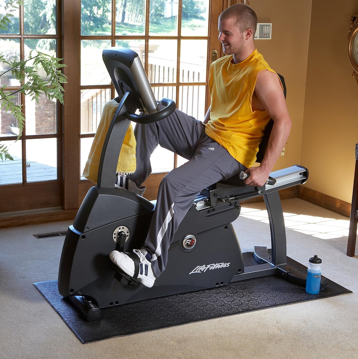 SuperMats High Density Commercial Grade Solid Equipment Mat 40GS Made in U.S.A. for Cardio Equipment Recumbent Bikes and General Floor Mat Needs (60 in x 30 in x 0.125 in) , Black