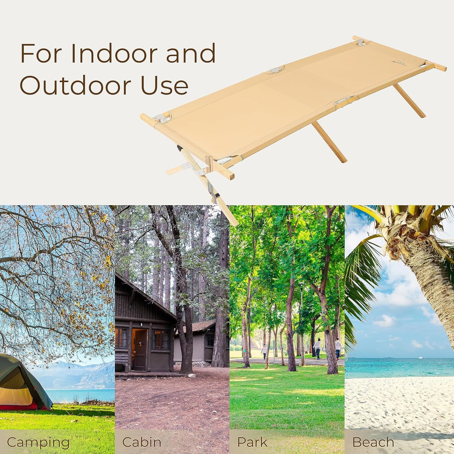 Folding Camping Cot - BYER OF MAINE Maine Heritage, 375 lbs Capacity, Portable & Durable