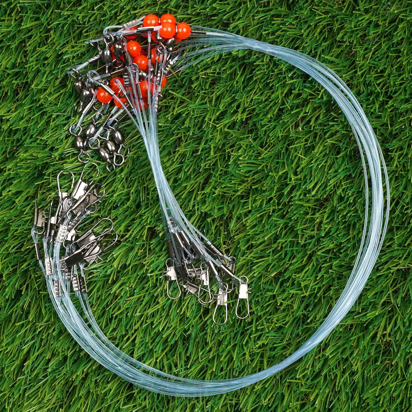 Fishing Leaders Saltwater Tackle Surf Fishing Rigs with Swivel Snaps High Strength Nylon Wire Leader Fishing Bottom Rigs Saltwater Fishing Gear Equipment(1rd-12pcs)