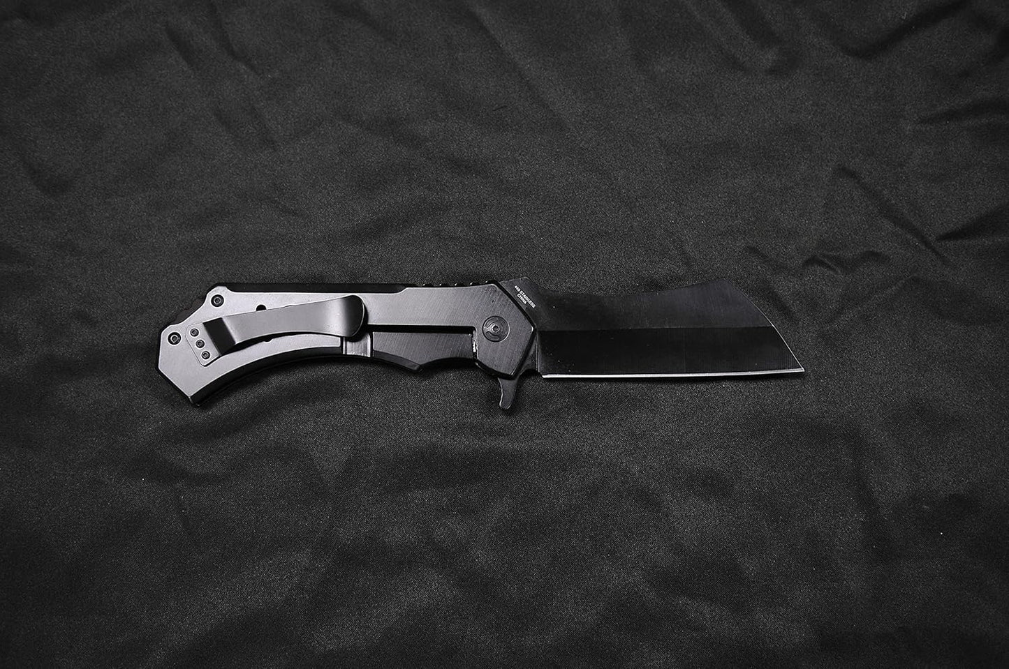 S-TEC 12-inch Rugged Chef Field Tactical Folding Cleaver (Matte Black)