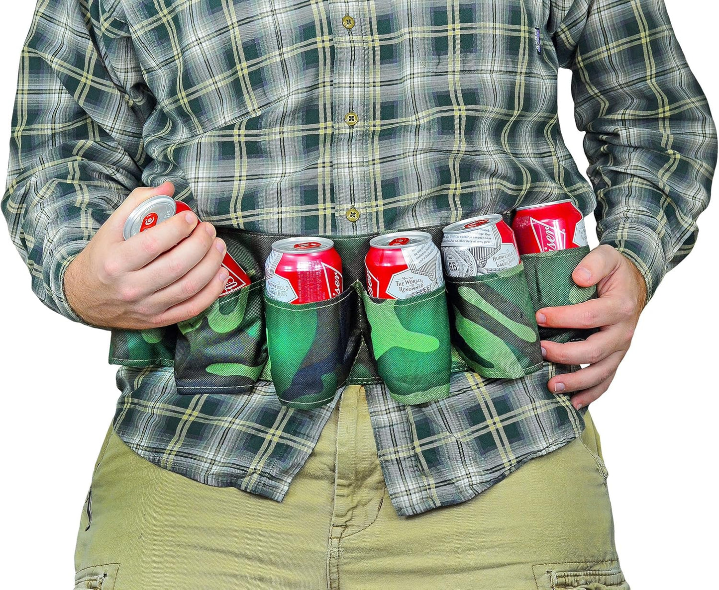 Fairly Odd Novelties 6 Pack Beer and Soda Can Holster Belt Camouflage