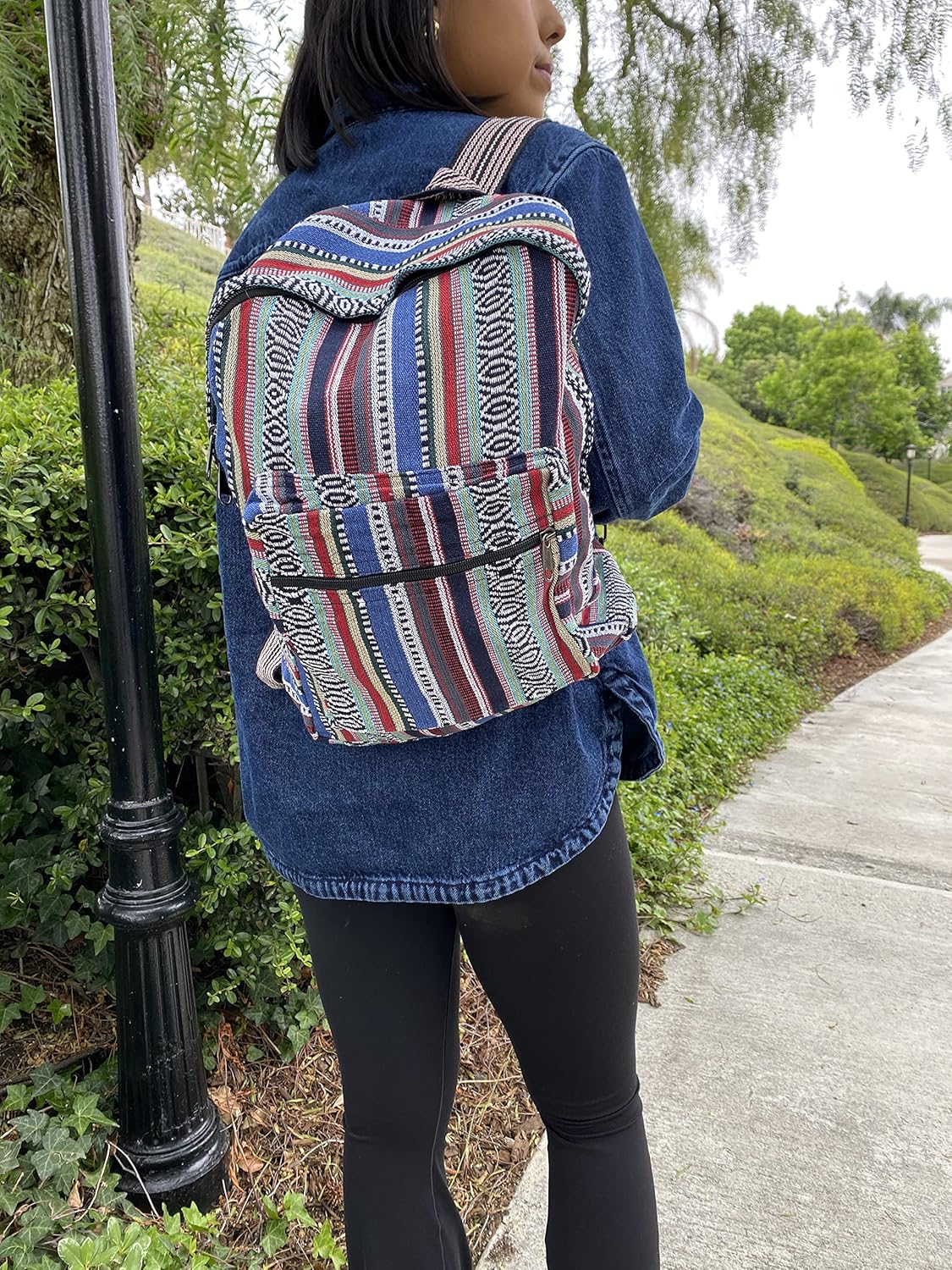 Original Collections Unisex Blue Woven Cotton Ethnic Hippie Backpack or Daypack