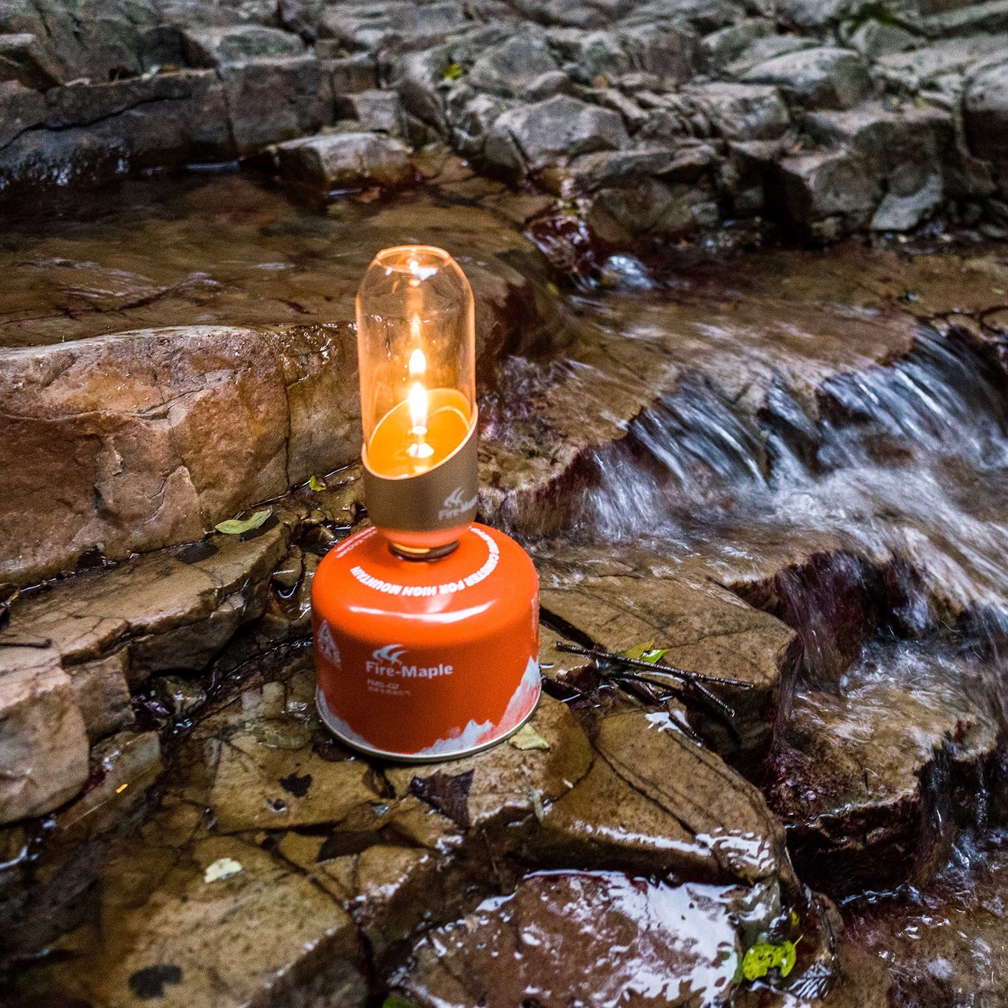 Fire Maple Orange Camping Light, Propane Lamp，Gas Lantern, Glass Lampshade & Windproof, NO Mantles Needed, Brightness Adjustable, Heating, Camping Atmosphere &Bright Flames