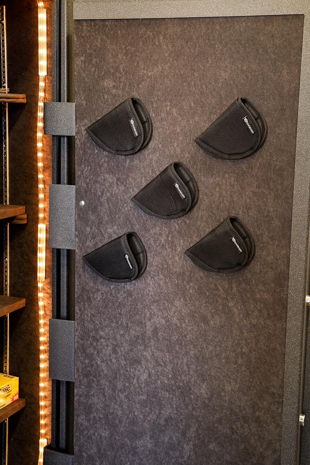 Hook & Loop Holsters for Gun Safe by CCW Tactical - Universal Heavy Duty Pistol Revolver and Accessories Storage Organizer - Mounts Inside Safe Door, Black, Choose 5-Pack or 10-Pack