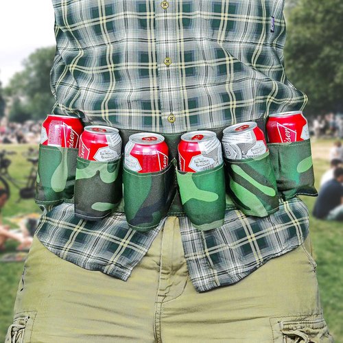 Camo Beer Belt, Holds 6 Cans or Bottles - Camouflage Holster