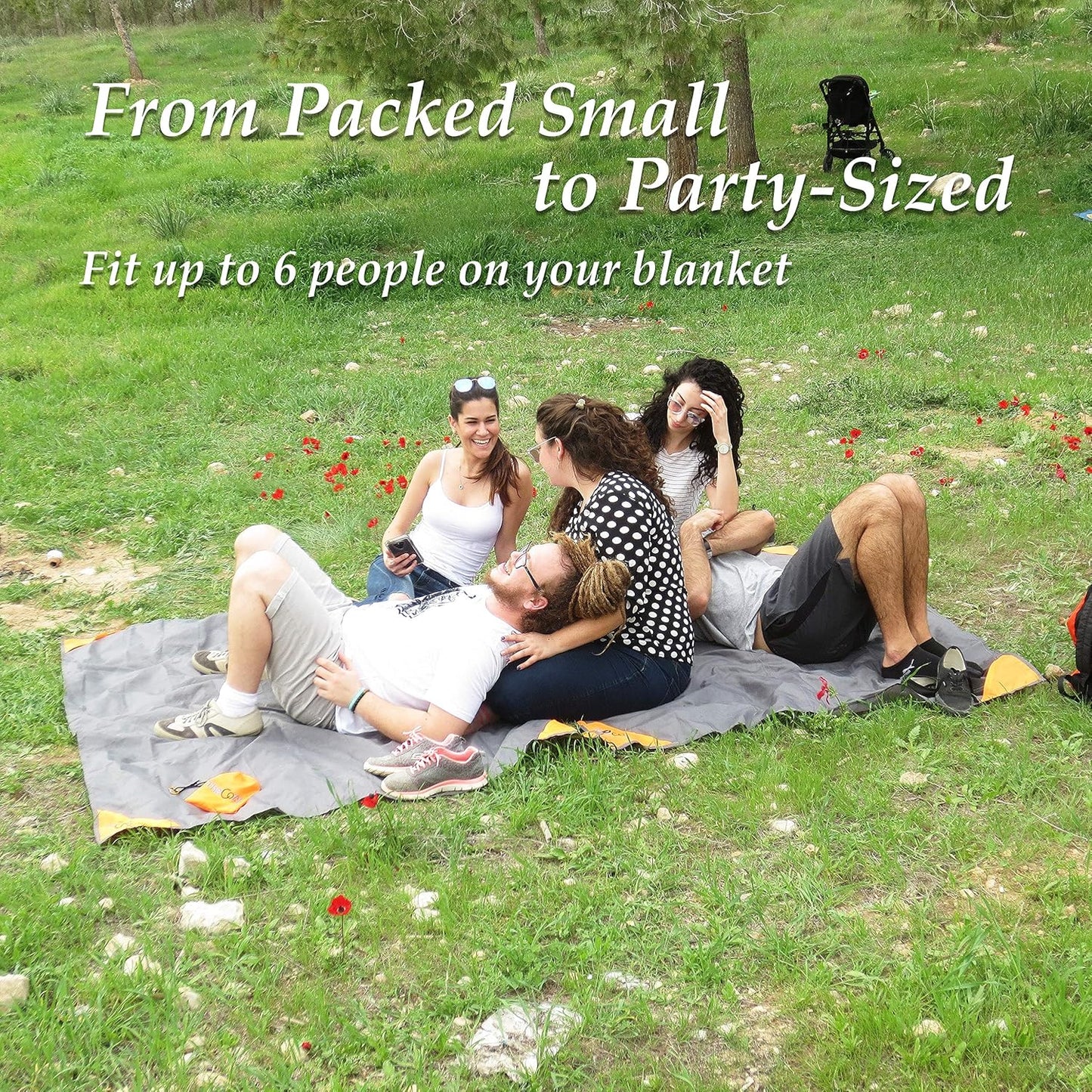 Sand Free Compact Beach Blanket - Pocket Picnic Sheet for Outdoor Multiple Use | Best Mat for Travel & Festivals, Soft & Quick Drying with 4 Portable Tent Pegs and a Unique Gift Box