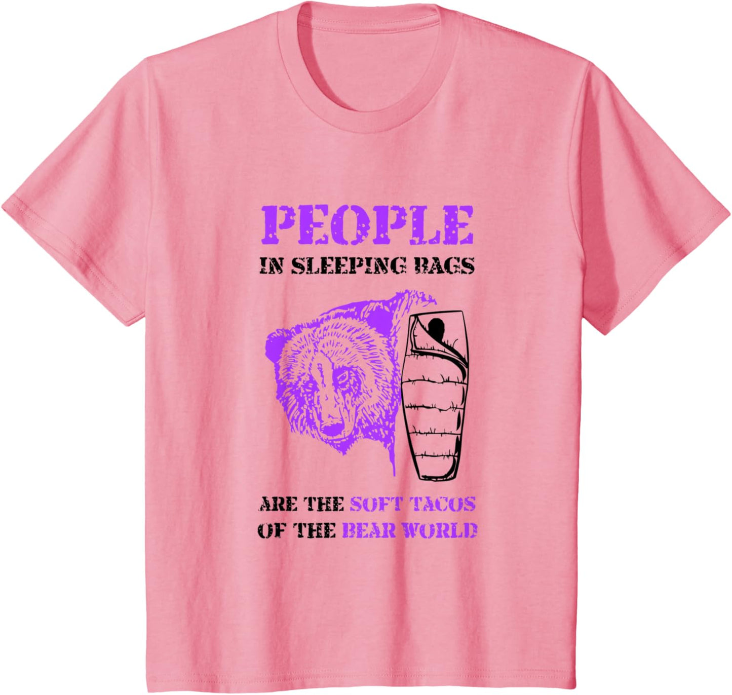 People in Sleeping Bags Funny Bear Camping T Shirt T-Shirt