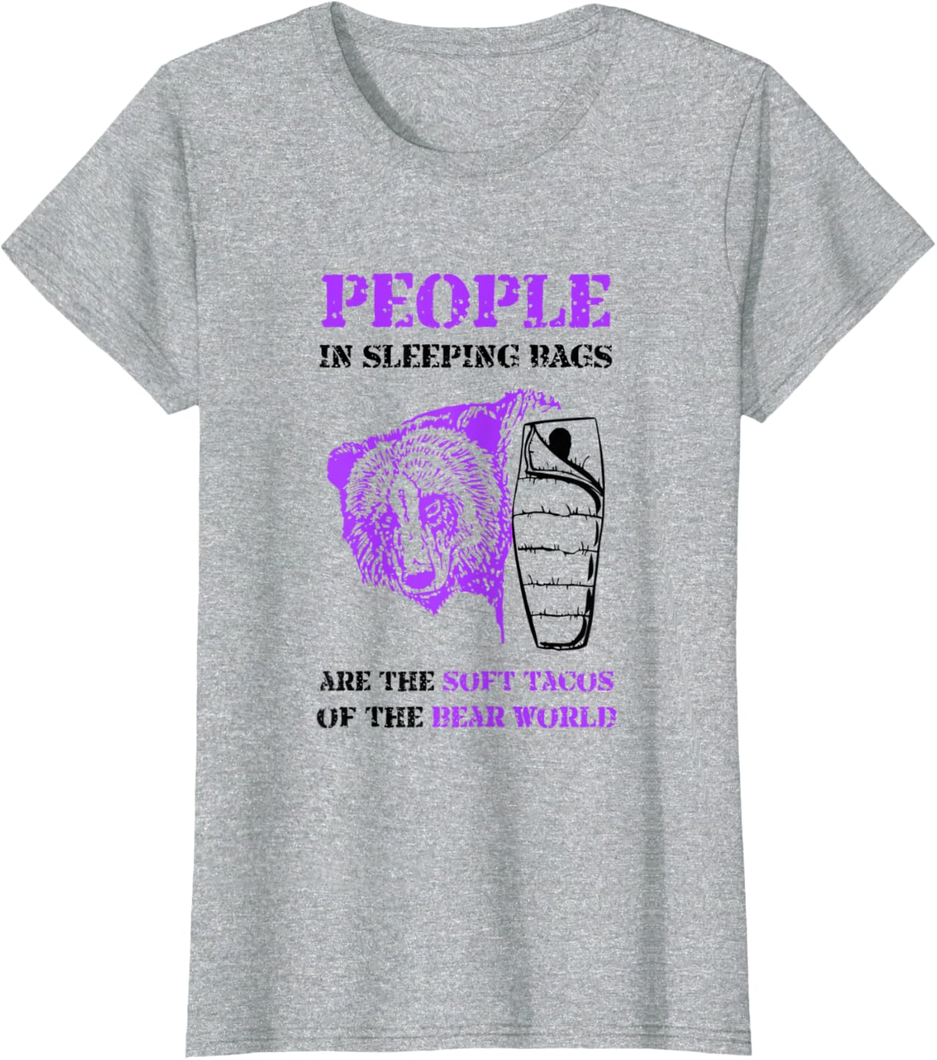 People in Sleeping Bags Funny Bear Camping T Shirt T-Shirt