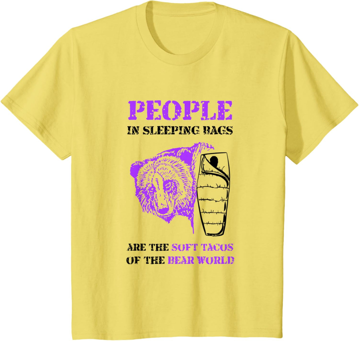 People in Sleeping Bags Funny Bear Camping T Shirt T-Shirt