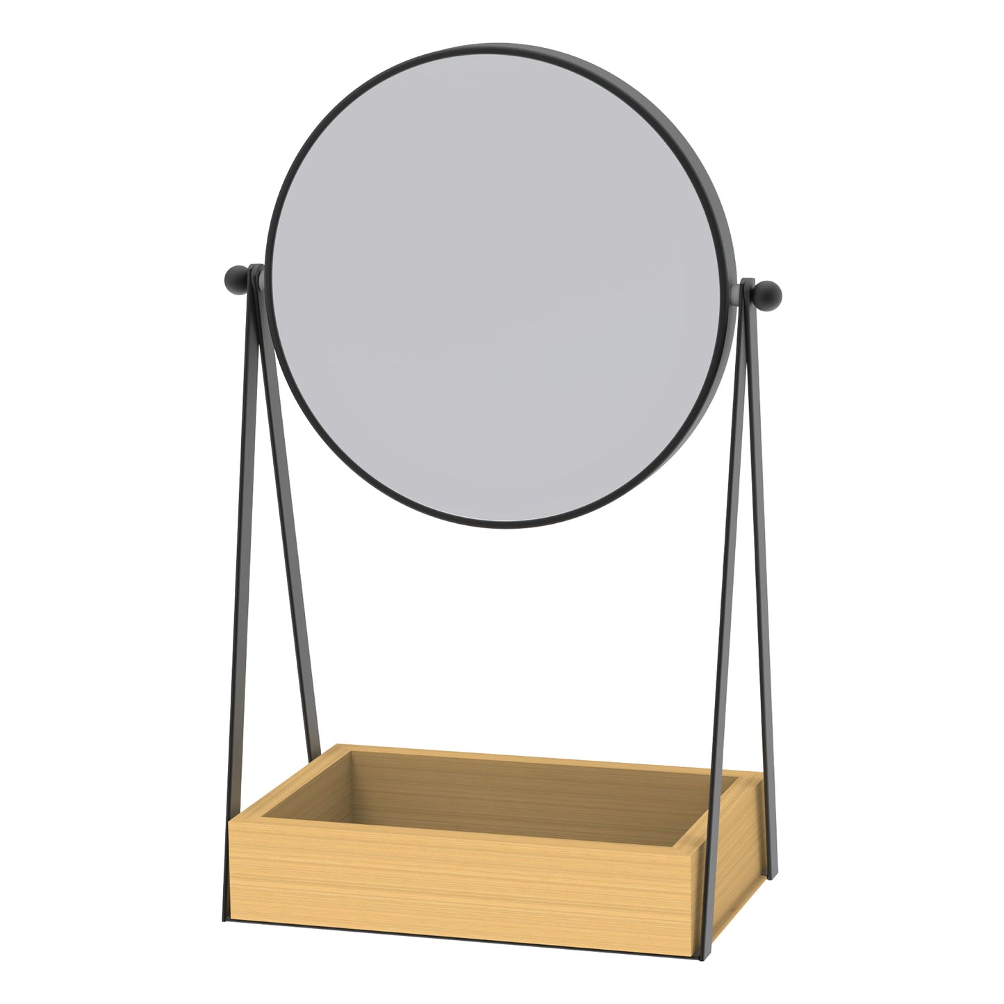 6.5-Inch Vanity Mirror | Desk Mirror with 1X/3X Magnification & Bamboo Tray
