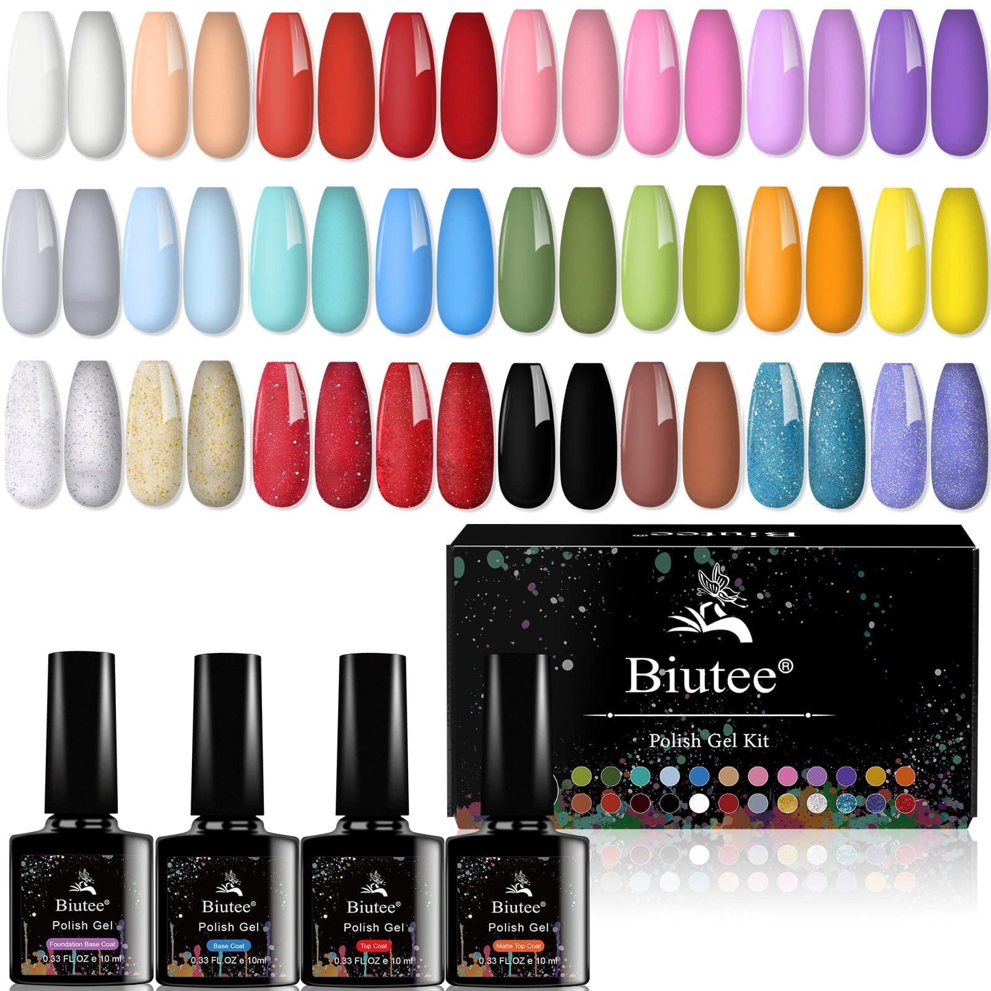 28-Piece Gel Nail Polish Kit | 24 Colors | Poly Gel Set for Girls