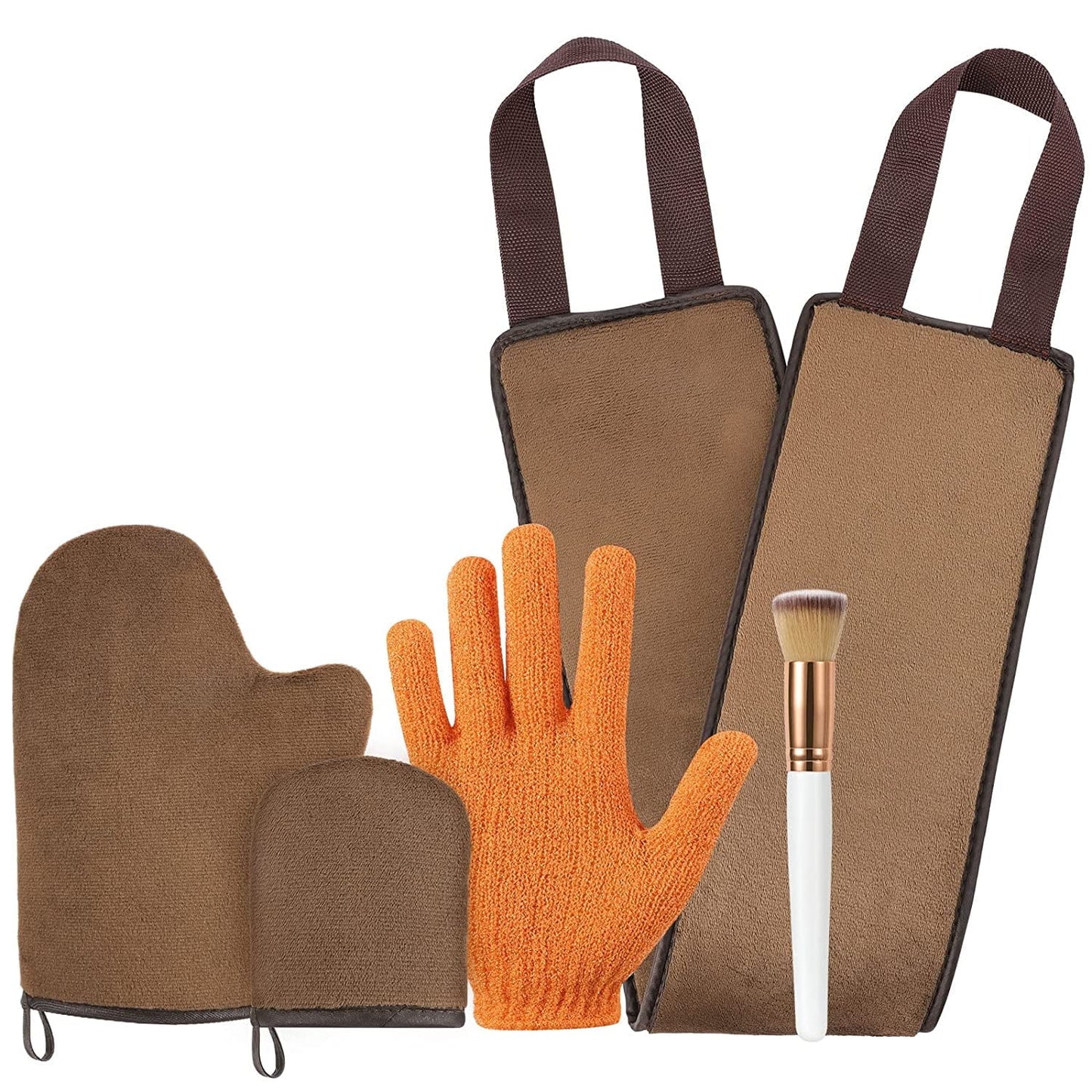 Self Tanning Mitt Applicator Kit – 5 Piece Set with Exfoliating Glove | Soft & Portable